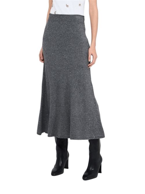 Gonna midi in maglia con paillettes colore grigio LIU JO | MF5295-MA27R04485